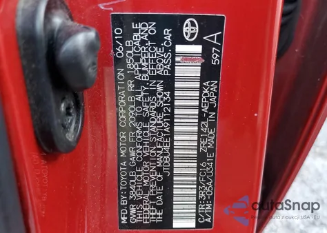 2010 Toyota Corolla Base z USA, uszkodzony, nr VIN JTDBU4EE1A9112134